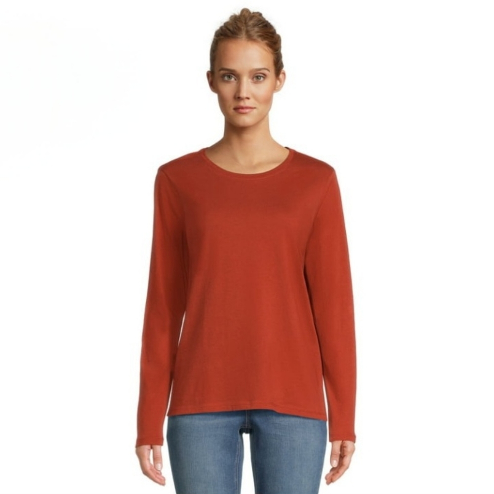 Heathered Burnt Orange Long Sleeve Tee Women's Size M (8-10)